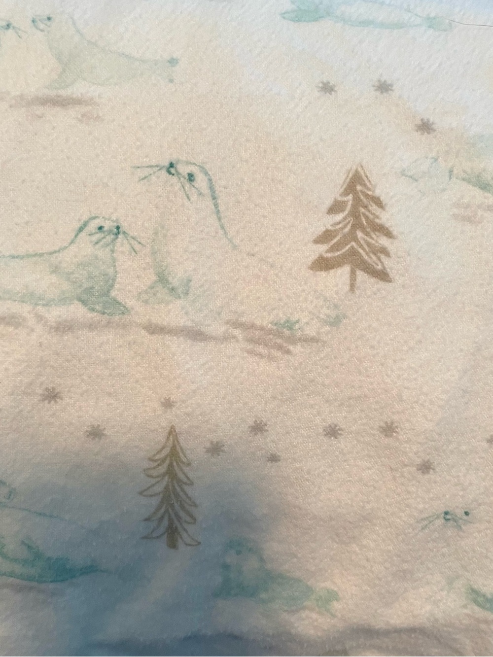 Pottery Barn Kids Flannel Winter Seal Crib Sheet